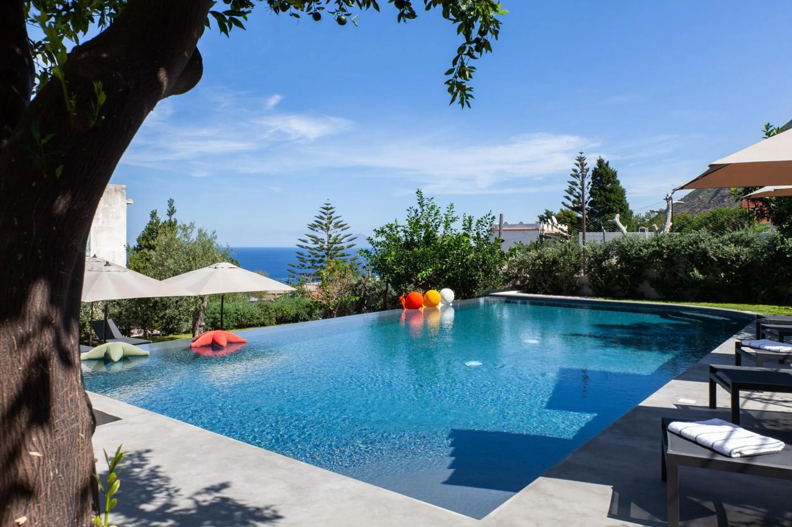Salina Island Villa off of Sicily with Private Infinity Pool and Ocean Views, Malfa Salina