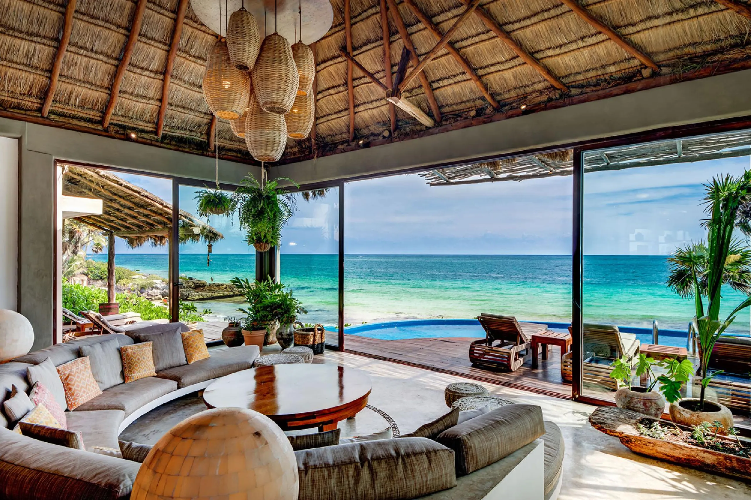 Spectacular Eco-Friendly Beachfront Tulum Villa with Infinity Pool and Palapa with Ocean Views from VILLWAY® — photograph 3