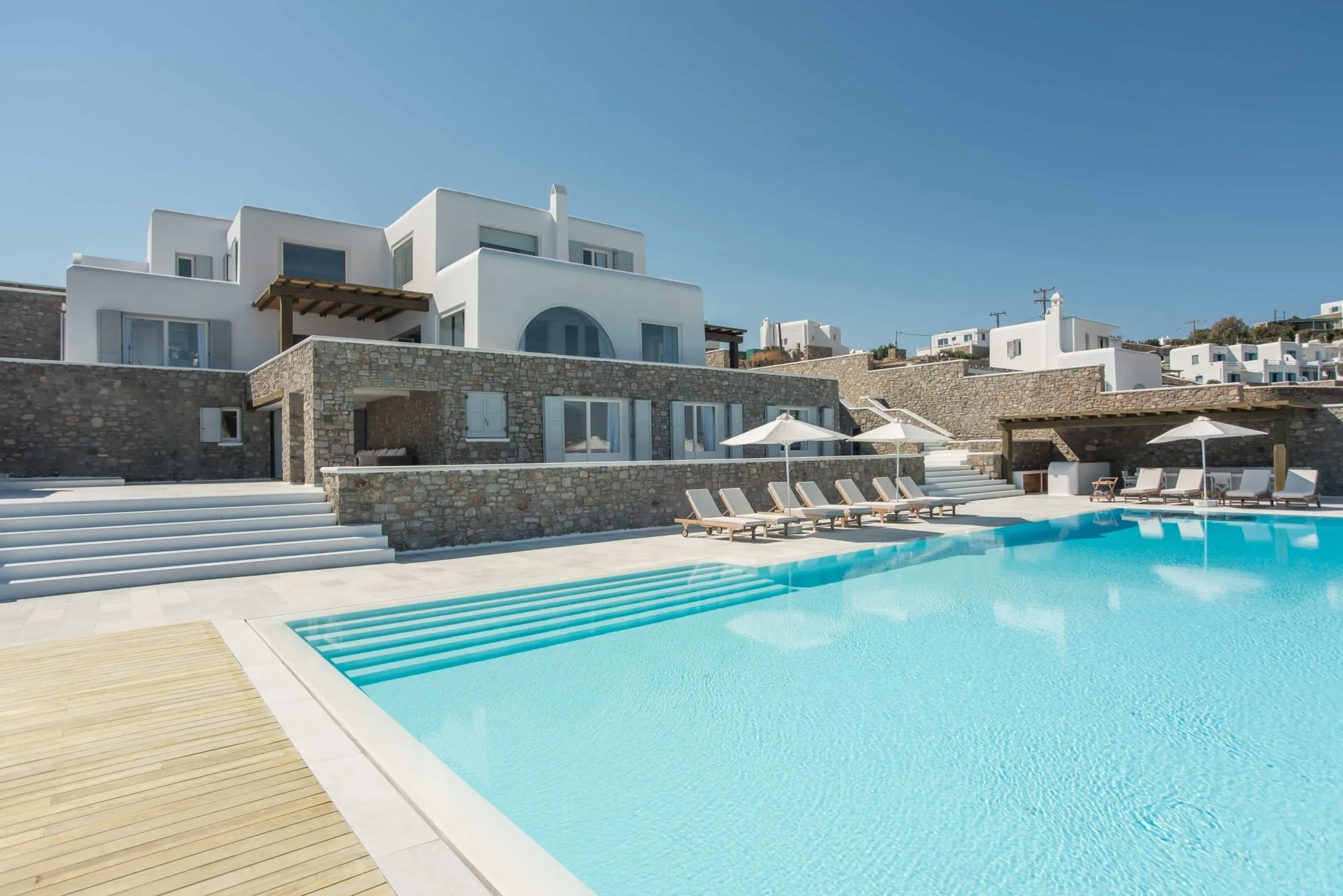 Palatial Mykonos Estate with with Invigorating Pool and Dining Al-Fresco, South Aegean