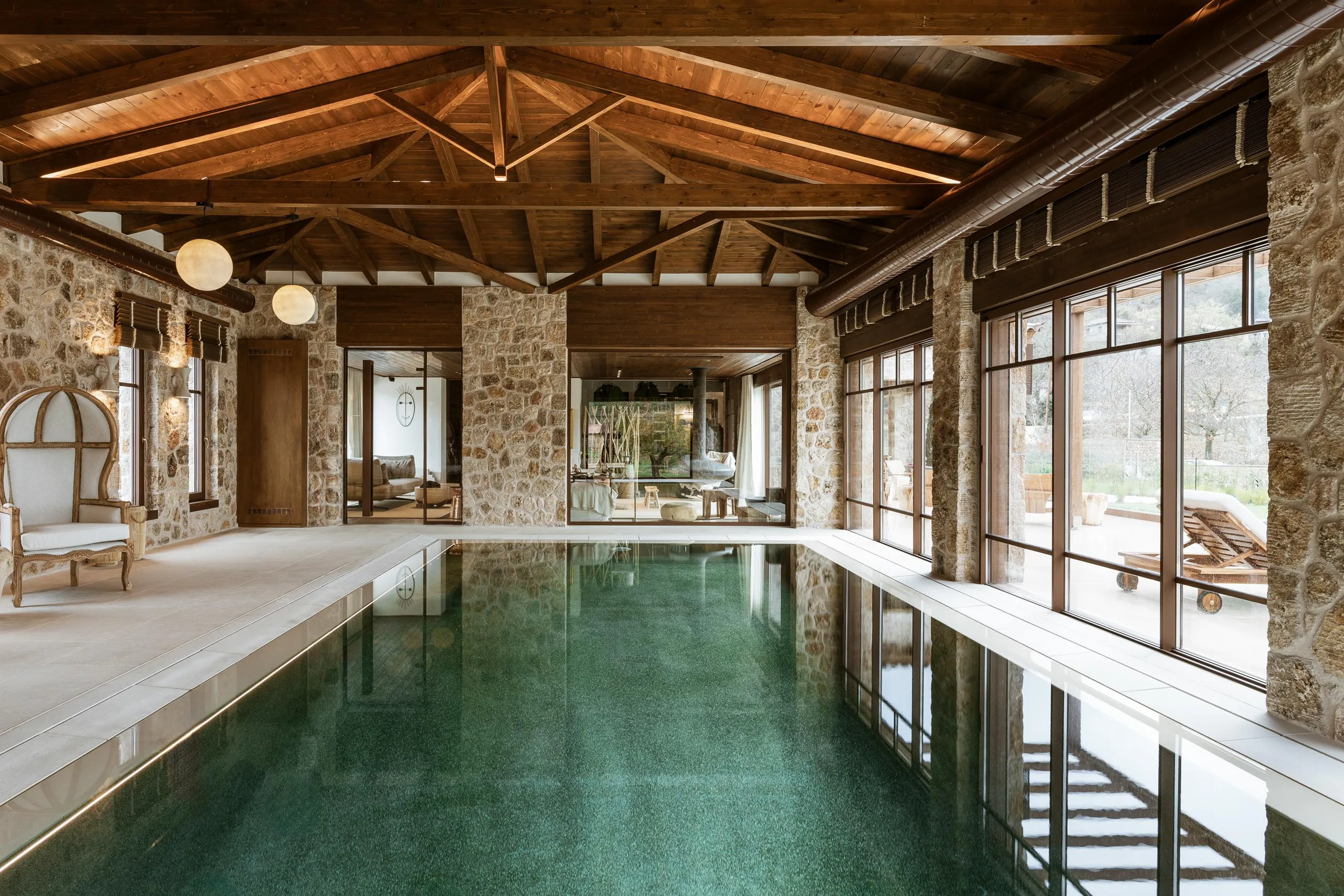 Breathtakingly Beautiful 6BR Villa with Heated Pool, Private Cinema Hall and Fireplace, Feneos