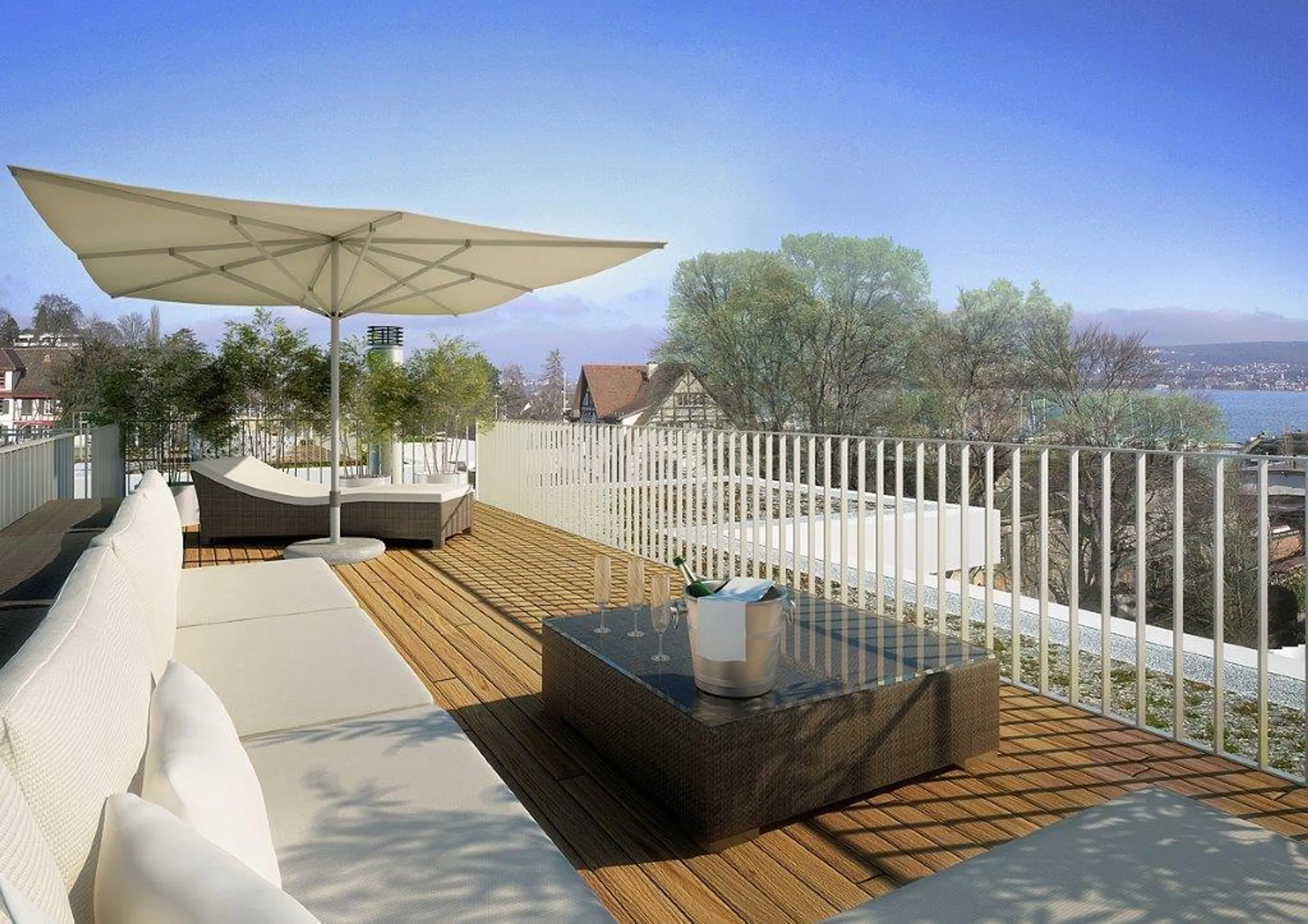 Relaxing Luxurious Penthouse with Stunning and Panoramic View of Lake Zurich and the Alps — photograph 2