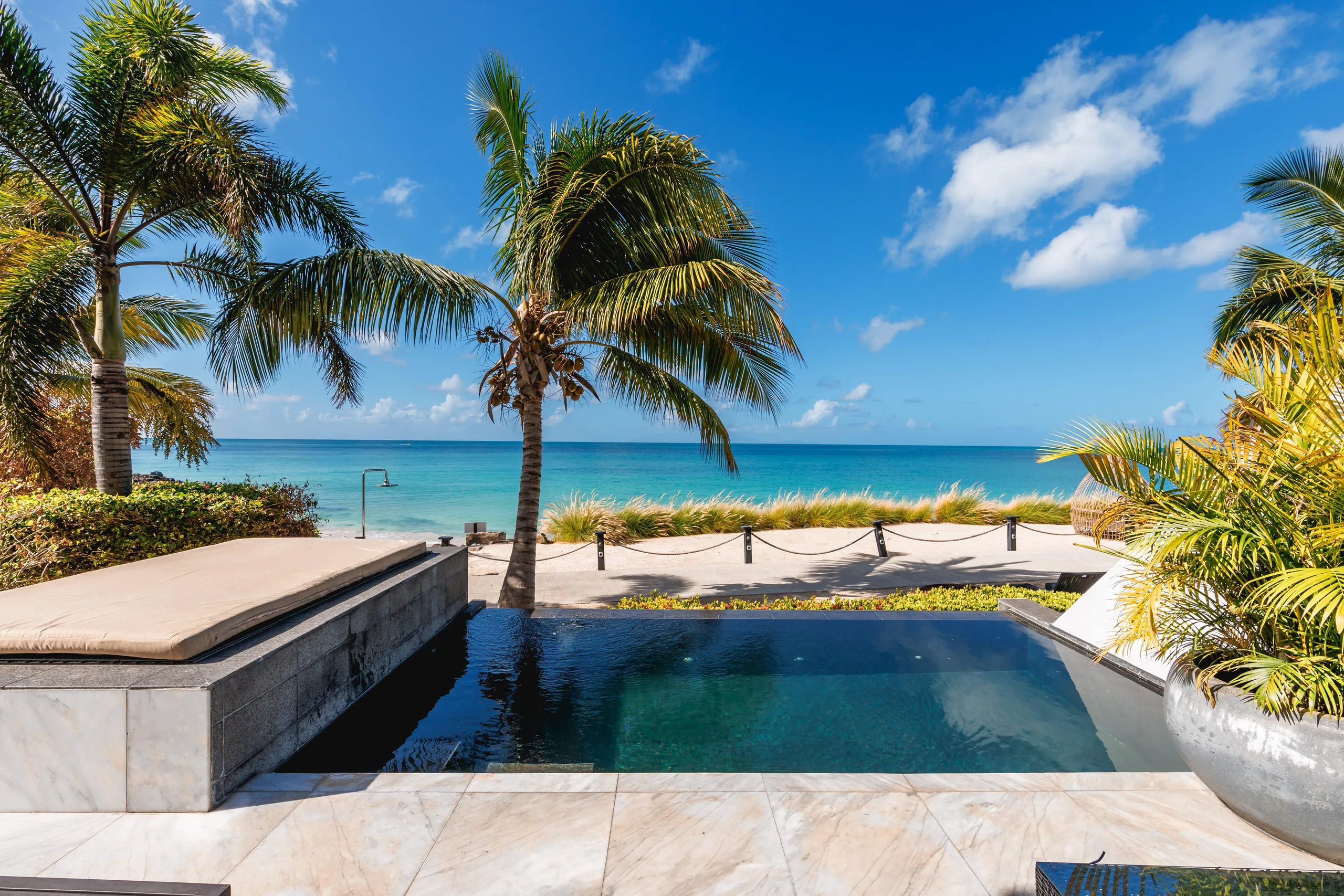 Posh Beachfront 3-Story Townhouse with Wrap-Around Terrace & Pool, Antigua