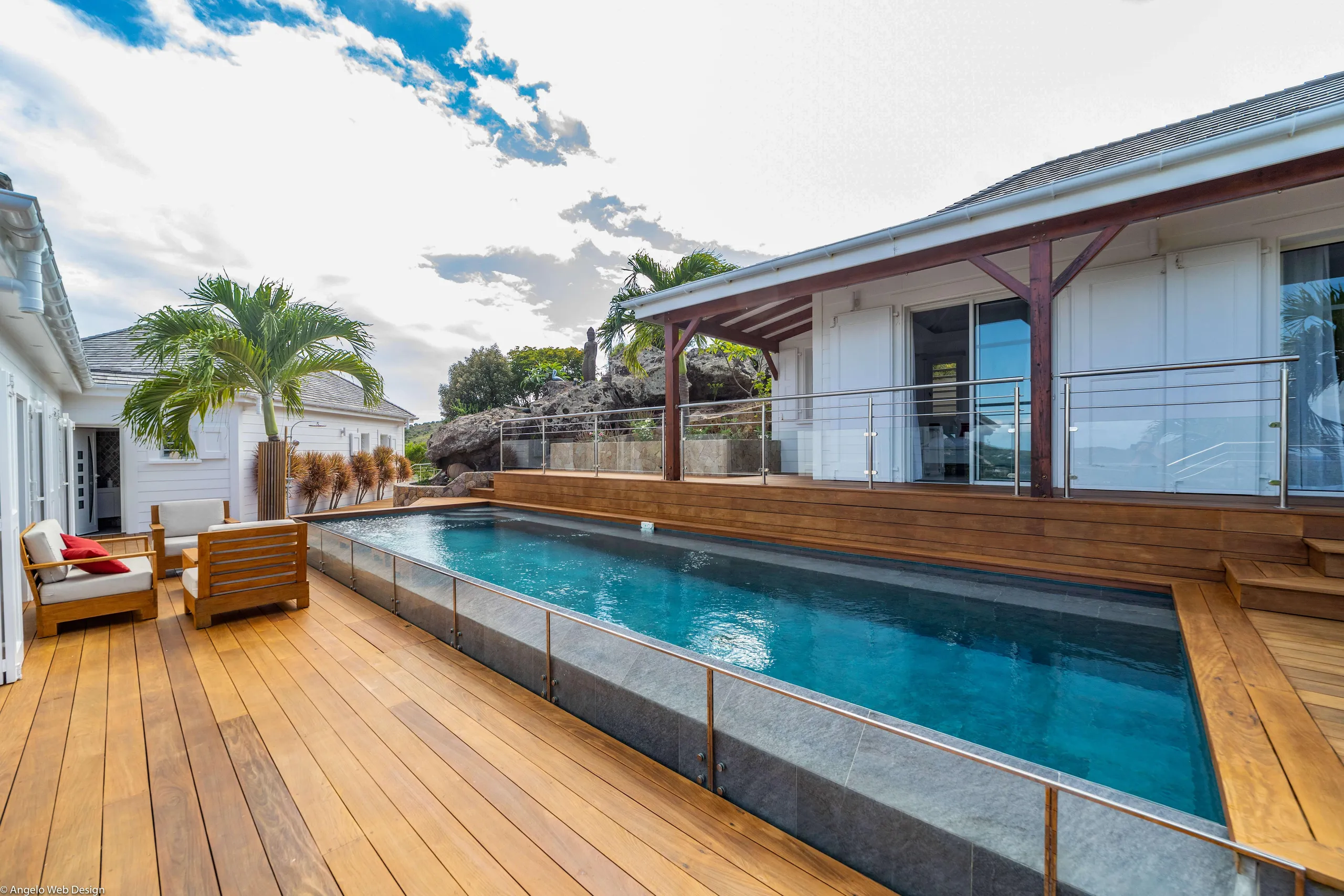Sophisticated Villa Private Pool Outside Grill and Lounge Area with Majestic Ocean Views — photograph 2