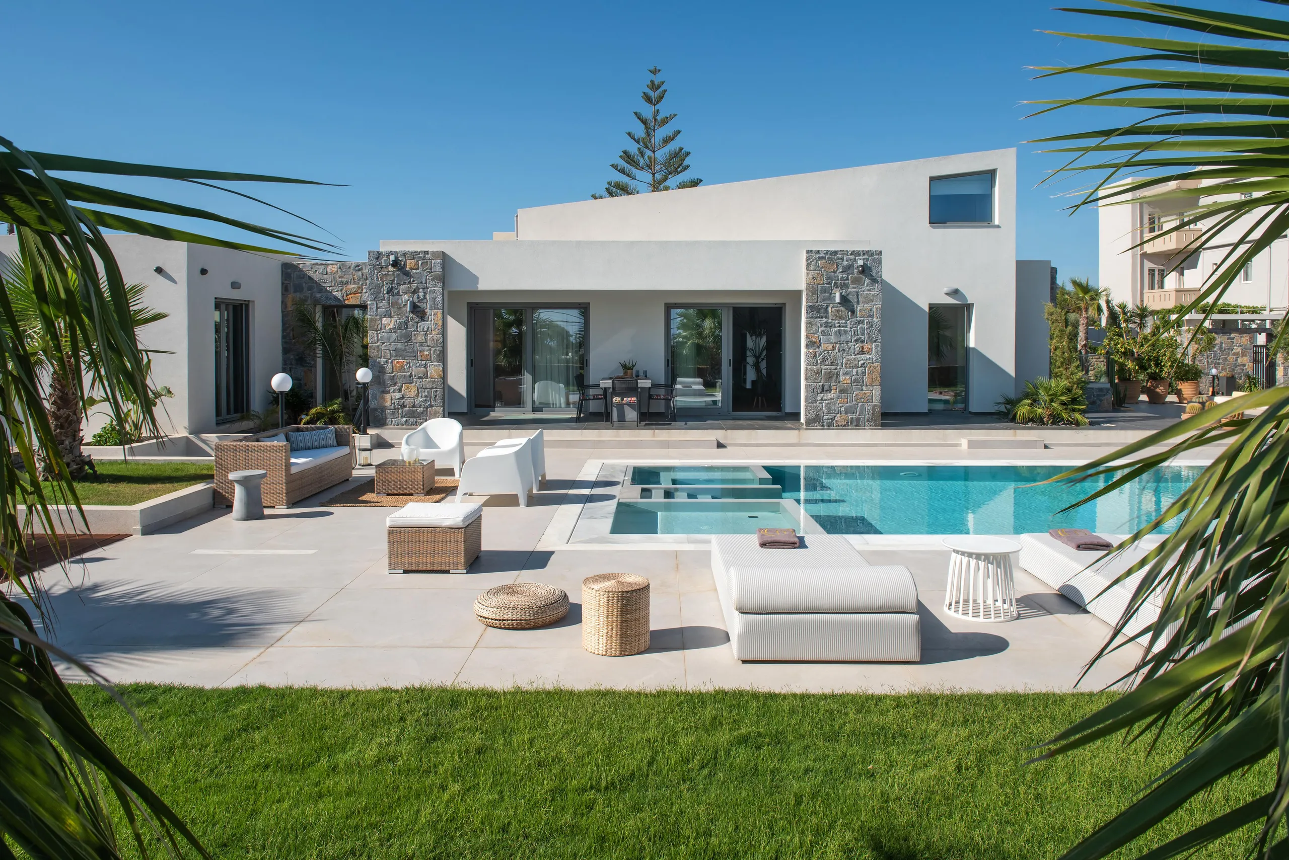 Eco-Friendly Villa with Big Private Pool, Jacuzzi, and Mediterranean Sea Access in Crete Island, Greece