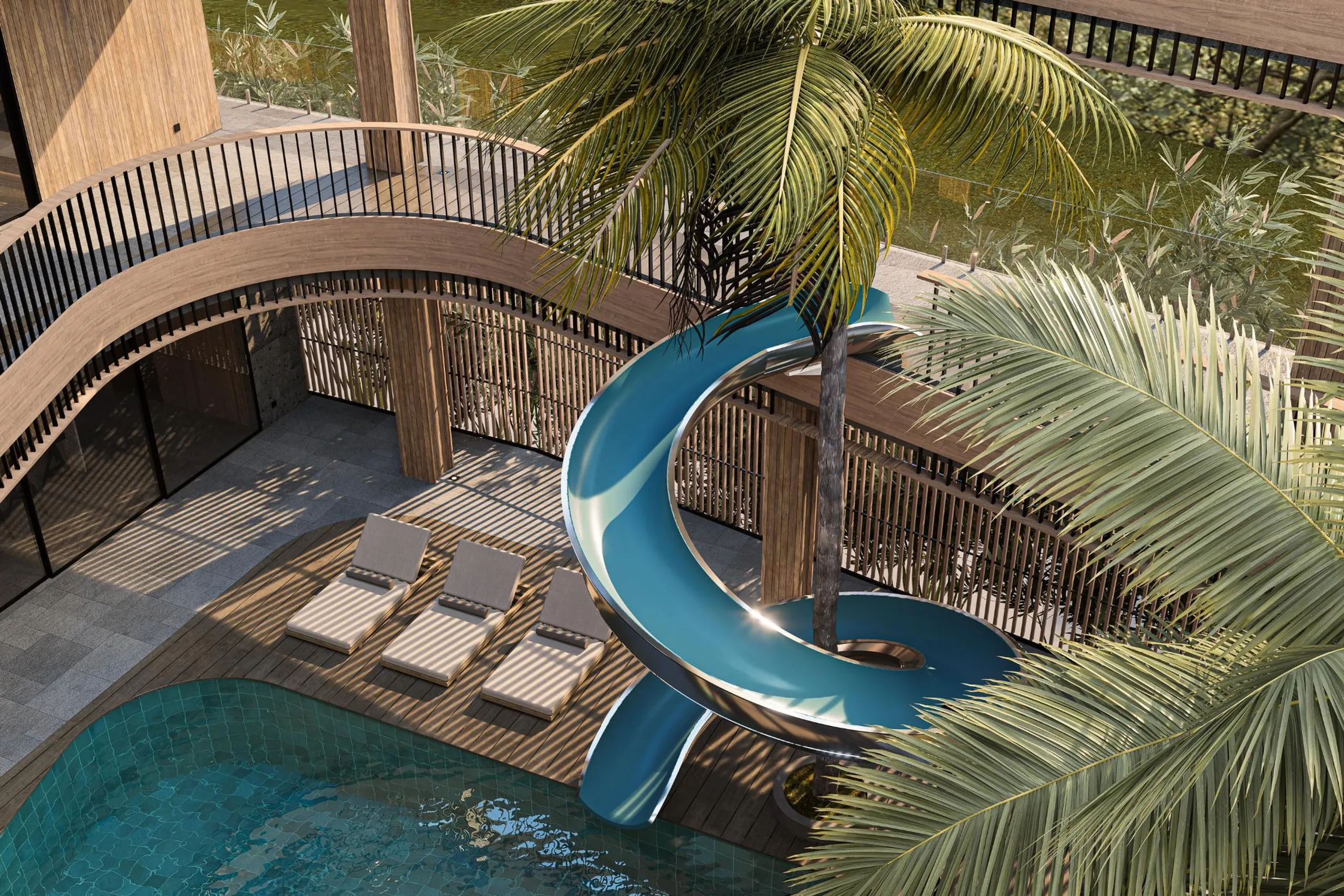 Architectural Masterpiece in Pererenan, Bali with Private Pool, Waterslide and Rural Views — photograph 3