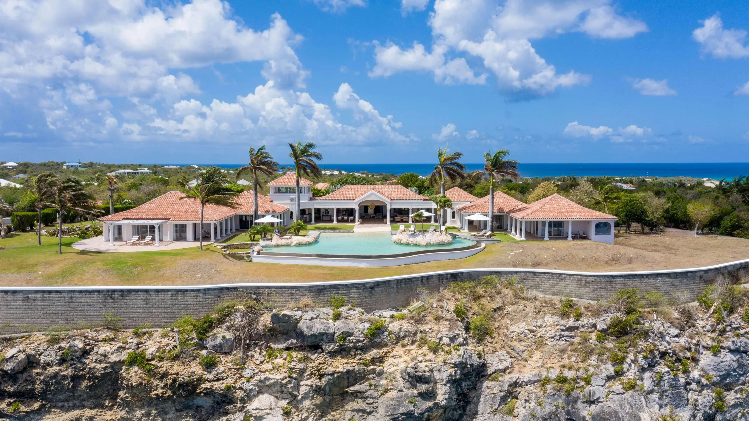 French Caribbean Style Grand Estate with Beautiful Infinity Pool and Ocean Views, Terres Basses