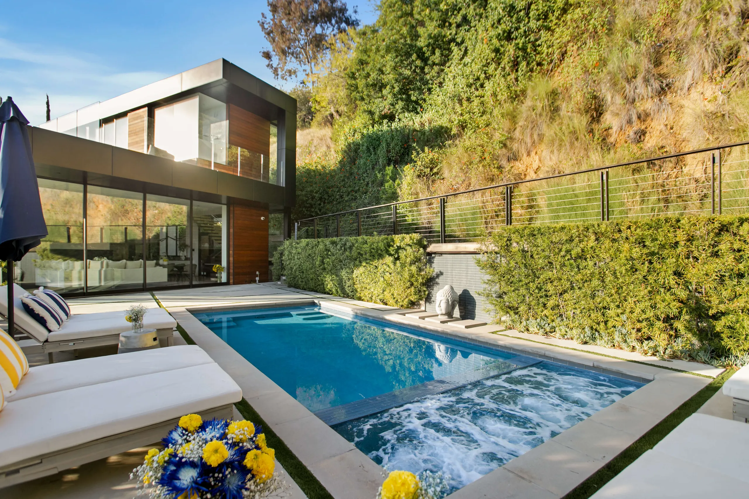 Refined Hollywood Hills Modern Villa with Artistic Details, Guest Suite & Sweeping Views, West Hollywood