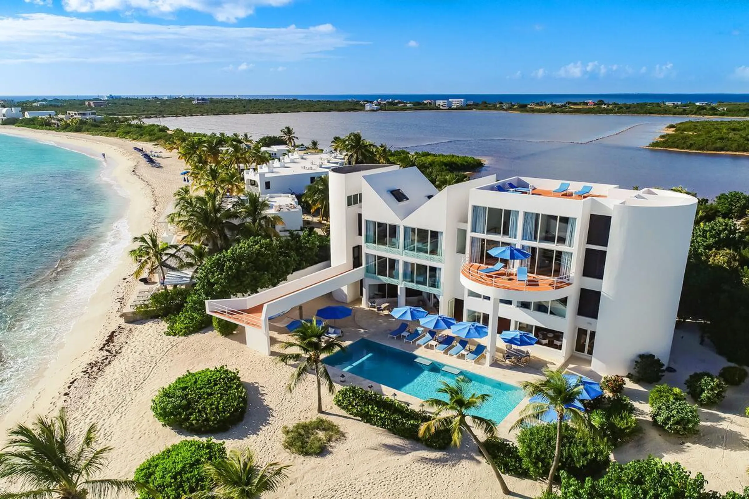 Grand Luxury Beach Front Villa with Private Pool and Skywalk Overlooking Caribbean Sea, Shoal Bay
